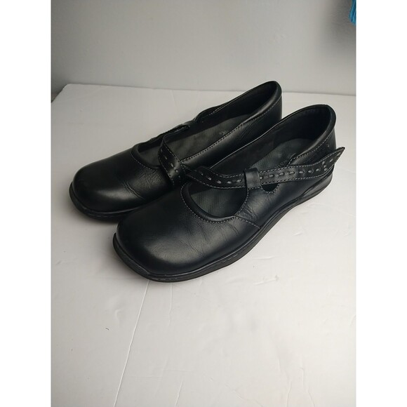 Softwalk Woman Mary Jane Leather 8.5N Black Style S1115-001 Adjustable Flat - Picture 1 of 12